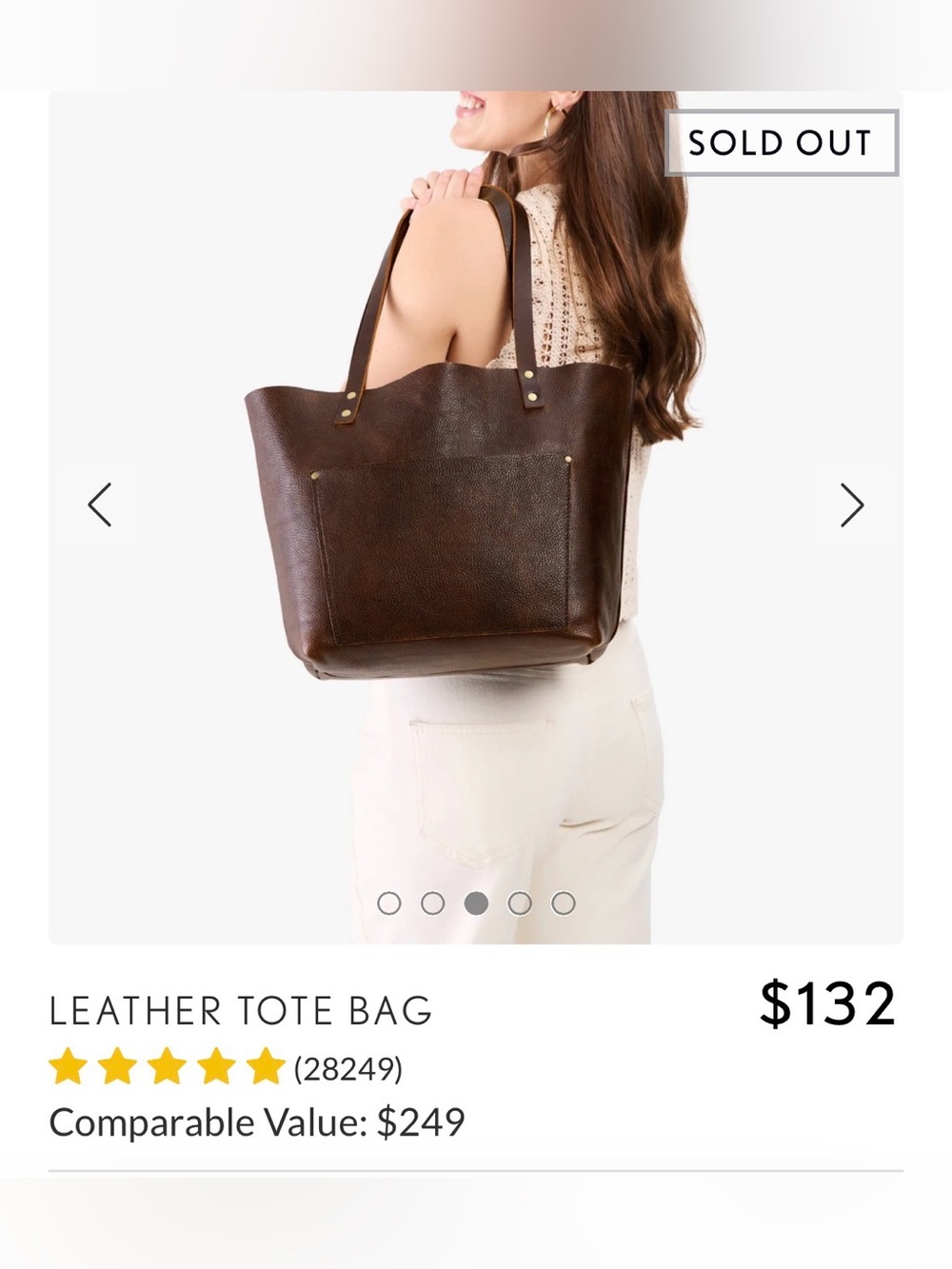 Portland Leather Tote Bag in Coldbrew Brown - Picture 5 of 5